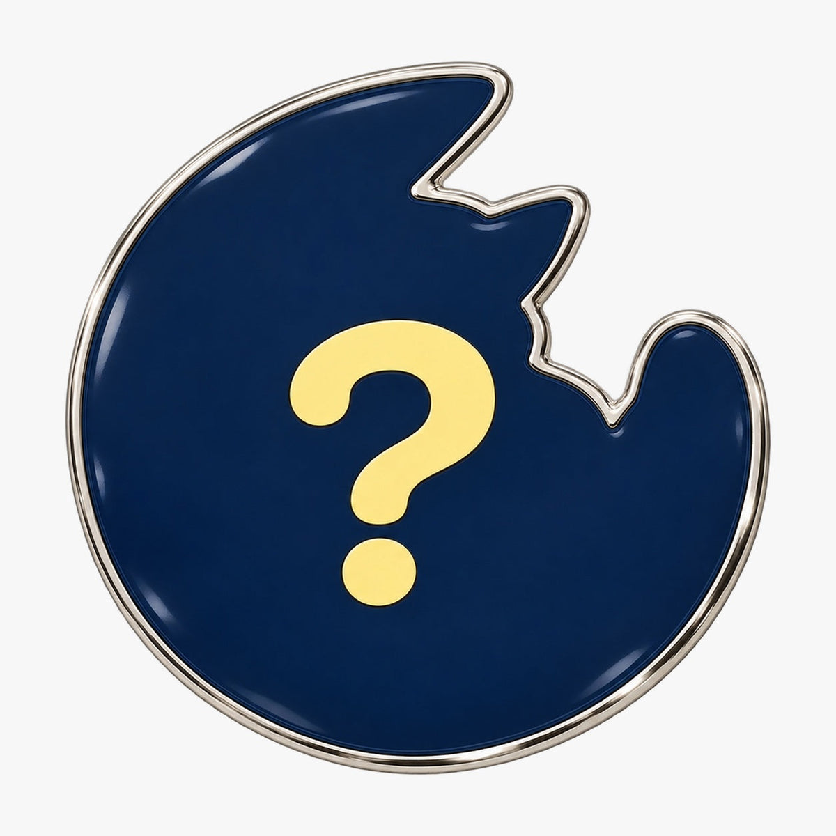 The secret Mystery pin, a question mark on navy enamel