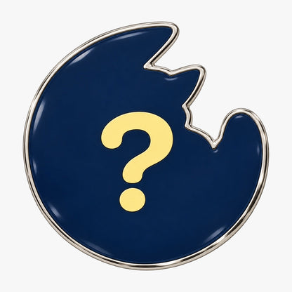 The secret Mystery pin, a question mark on navy enamel